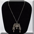 J034. .835 Silver chain with chandelier pendant. One bead missing on bottomof pendant. Chain is 16” long.(1 bead missing on bottom) - $32 